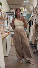 Mocha Lace Detail Harem Pants