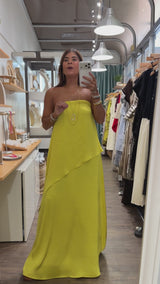 Chartreuse Strapless Maxi Dress