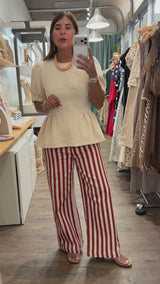Almond Peplum Top