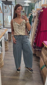 Polka Dot Cowl Neck Top