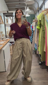 Burgundy V-Neck Top