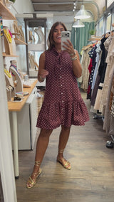 Burgundy Tiny Dots Dress