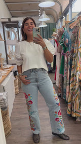 White Sleeves Detail Top