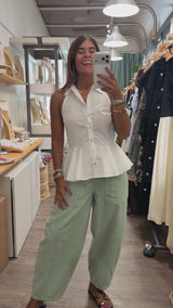 White Button Down Top