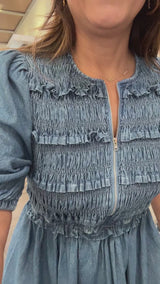 Dark Denim Smocked Dress
