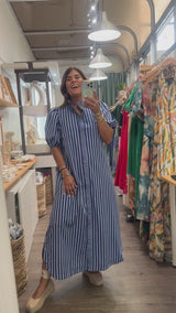 Blue Stripes Shirt Dress