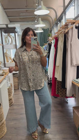 Metallic Leopard Print Top