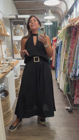 Black Halter Top & Skirt Set