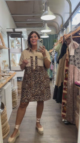 Leopard Print Front Pockets Dress
