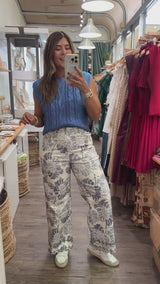 Blue Metallic Cable Knitted Top