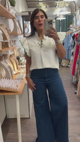 Ivory Trim Detail Top