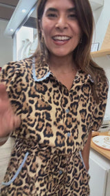 Leopard Print & Blue Trim Detail Romper