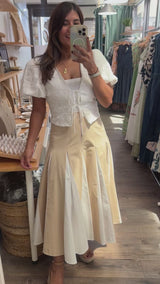 Beige & White A-Line Skirt
