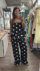 Black & White Polka Dots Top & Pant Set