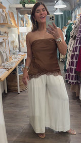 Chocolate Strapless Lace Top