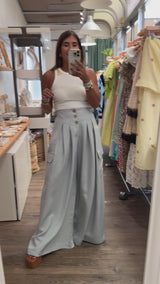 Dusty Blue Wide Leg Cargo Pant