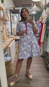Blue Mix Neck Detail Dress