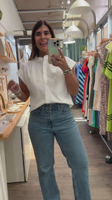 White Ric Rac Trim Top