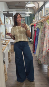 Taupe Circles & Stripes Top