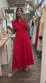 Red Front Zipper Dress
