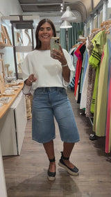 White Stitch Detail Top