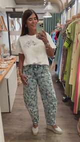 Embroidered Acid Wash Jeans