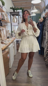 Ivory Front Ties Romper