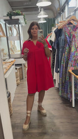 Red Stripes Detail Dress