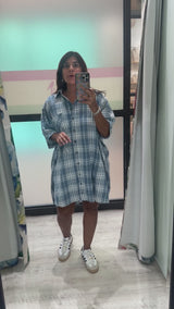 Blue Plaid Shirt Dress