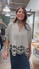 Black & White Stripes Dolman Sleeves Top