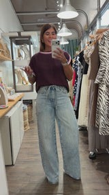 Burgundy Contrast Trim Top