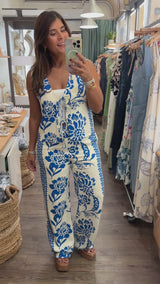 Blue Print Top & Pant Set