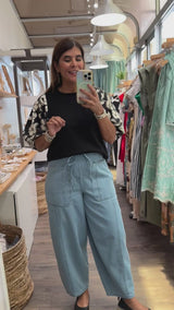 Black Contrast Sleeves Top