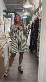 Black & Ivory Stripes Dress