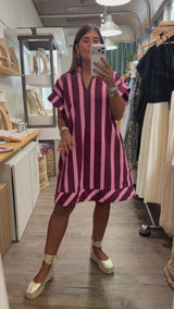 Burgundy & Pink Stripes Dress