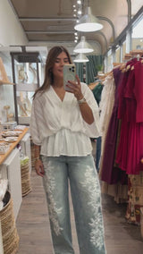 White Kimono Sleeves Top