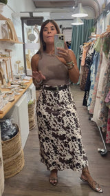 Cow Print Skirt w/Belt