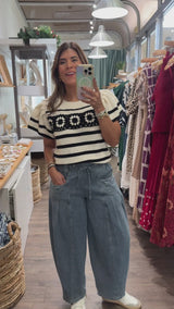 Ivory & Black Knitted Top