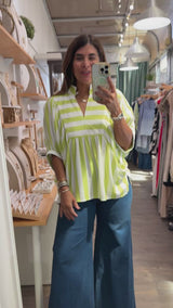 Lime Stripes Dolman Sleeves Top