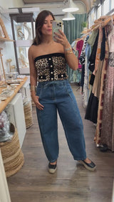 RE-STOCK Drawstring Waist Barrel Jeans