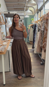 Brown High Waisted Harem Pants