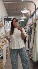 White Scalloped Hem Top