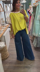 Chartreuse Dolman Sleeves Top