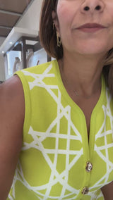 Lime Geometric Print Top