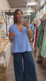 Denim Blue Back Detail Top