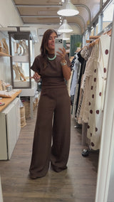 Brown Ruched Waist Jumpsuit