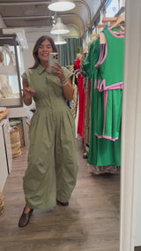 Olive Smocked Waist Jumpsuit