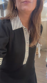 Black Stripes Collared Dress