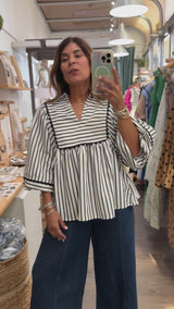 Navy Trim Detail Top