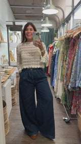 Ivory & Gold Metallic Knitted Top